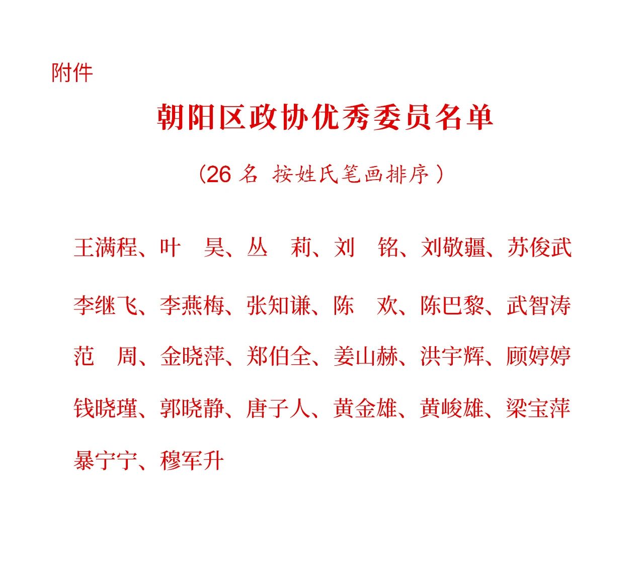 北京市朝阳区政协优秀委员名单 北京市朝阳区政协优秀委员名单