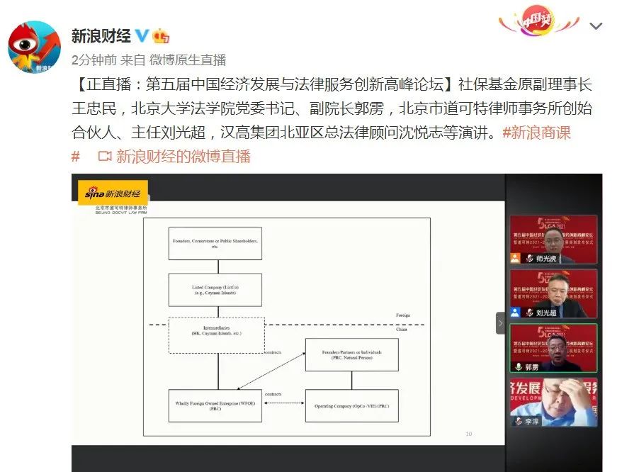 中国经济发展与法律服务创新高峰论坛暨道可特2021-2025五年发展规划发布仪式新浪财经微博直播