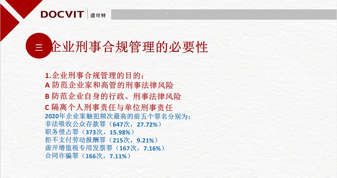 道可特上海、天津办公室联合举办《企业法律风险防范》第二期：企业刑事合规管理