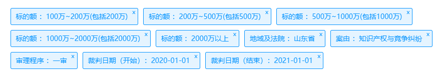 2020年山东法院审理的标的额在百万以上案件山东律所代理情况